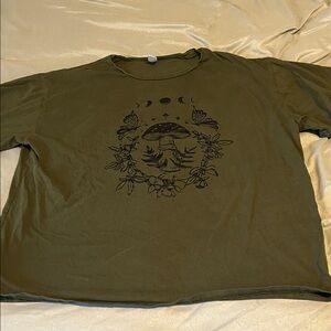ROMWE Olive Green Graphic Tee